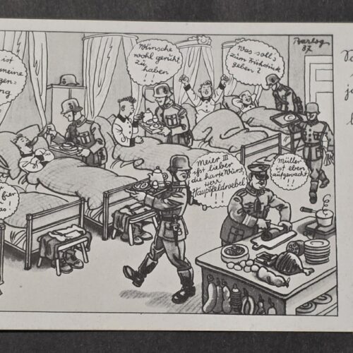 WWII Nazi German Wehrmacht Army Soldier Barracks Humor Postcard Military Cartoon