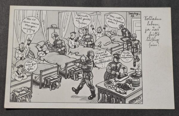 WWII Nazi German Wehrmacht Army Soldier Barracks Humor Postcard Military Cartoon