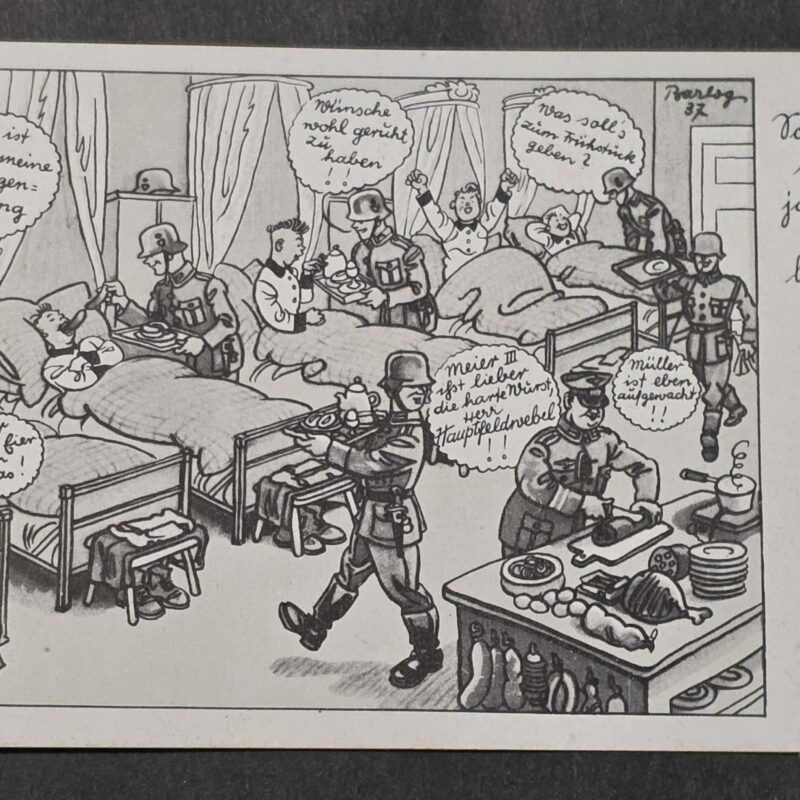 WWII Nazi German Wehrmacht Army Soldier Barracks Humor Postcard Military Cartoon