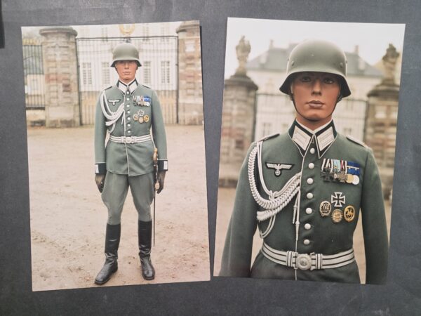 20260916_160620 Weird WW2 German Large Photo Prints Wehrmacht soldier w Parade Tunic LOADED w Medals Badges