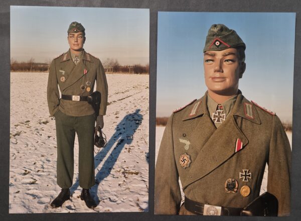 20260916_160855 Weird WW2 German Large Photo Prints Wehrmacht soldier StuG Wrap Tunic LOADED w Medals Badges Knights Cross