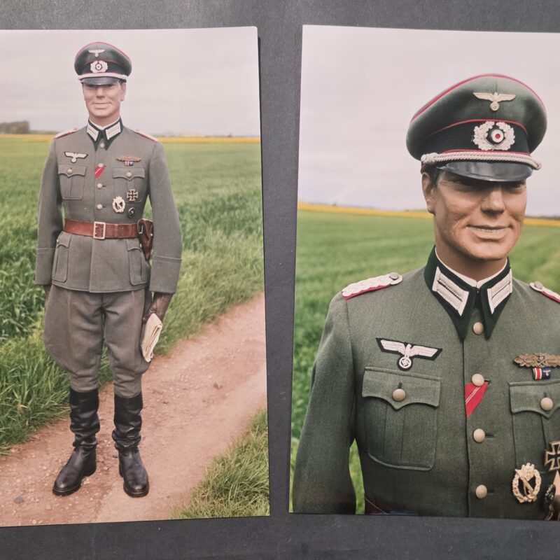 20260916_161031 Weird WW2 German Large Photo Prints Wehrmacht Artillery Officer w Tunic Visor Cap LOADED w Medals Badges