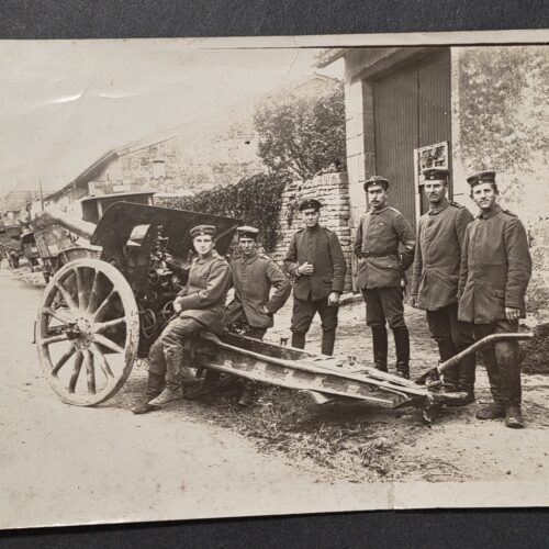 20260916_164651 JAGER ROSE 1918 WW1 Imperial German Soldiers Pose w Cannon Large War Photo