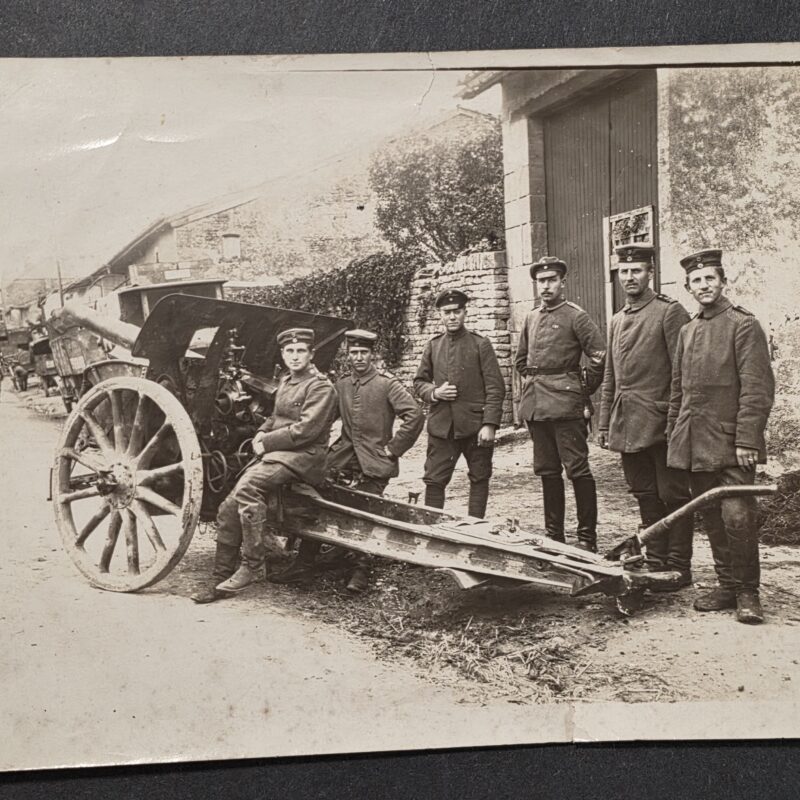 20260916_164651 JAGER ROSE 1918 WW1 Imperial German Soldiers Pose w Cannon Large War Photo