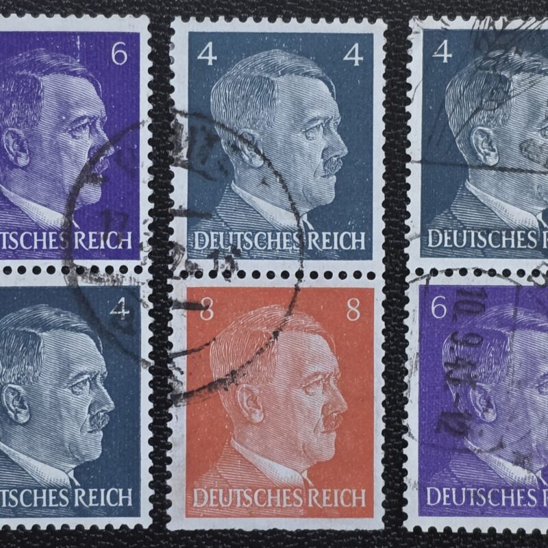 20260917_190731 WWII Nazi German Adolf Hitler Third Reich Stamp Lot – 3 Vertical Pairs – 4, 6 & 8 Pf Used
