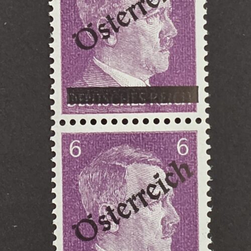 20260917_192512 WWII Nazi German Austria Österreich Adolf Hitler 6 Pf MNH Vertical Pair – Overprint & Black Bar