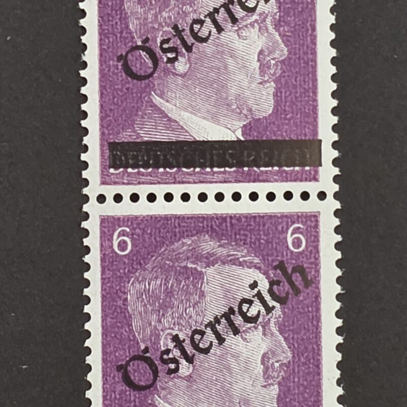 20260917_192512 WWII Nazi German Austria Österreich Adolf Hitler 6 Pf MNH Vertical Pair – Overprint & Black Bar