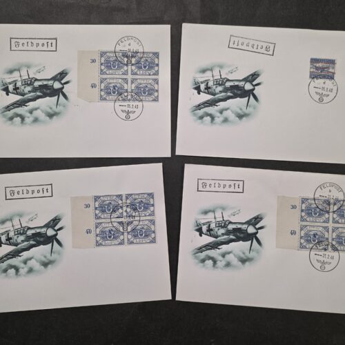 WW2 German Luftpost Feldpost Covers Envelopes w Airplane Art x 4