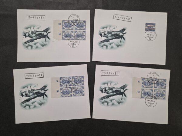 WW2 German Luftpost Feldpost Covers Envelopes w Airplane Art x 4