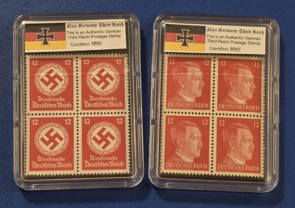 20260919_152152 WW2 Nazi German Third Reich Red Swastika & Adolf Hitler Head Stamp Blocks w Case