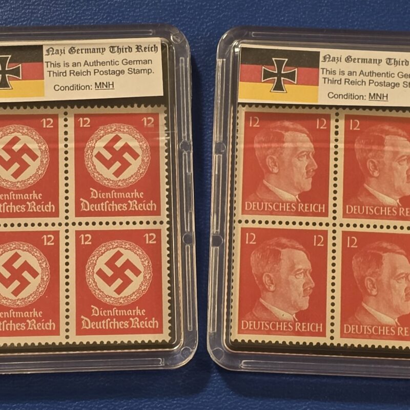 WW2 Nazi German Third Reich Red Swastika & Adolf Hitler Head Stamp Blocks w Case