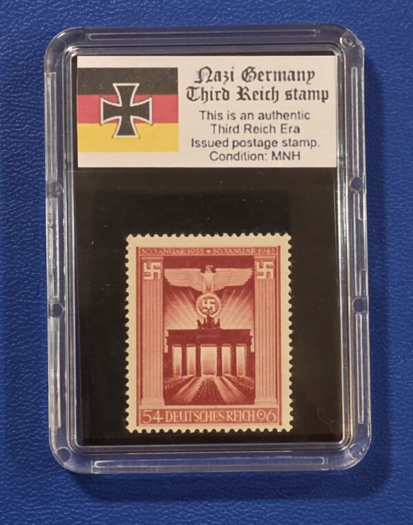 20260919_171023 WW2 Nazi German 1943 Brandenburg Gate Berlin Swastika Eagle Stamp MINT w case
