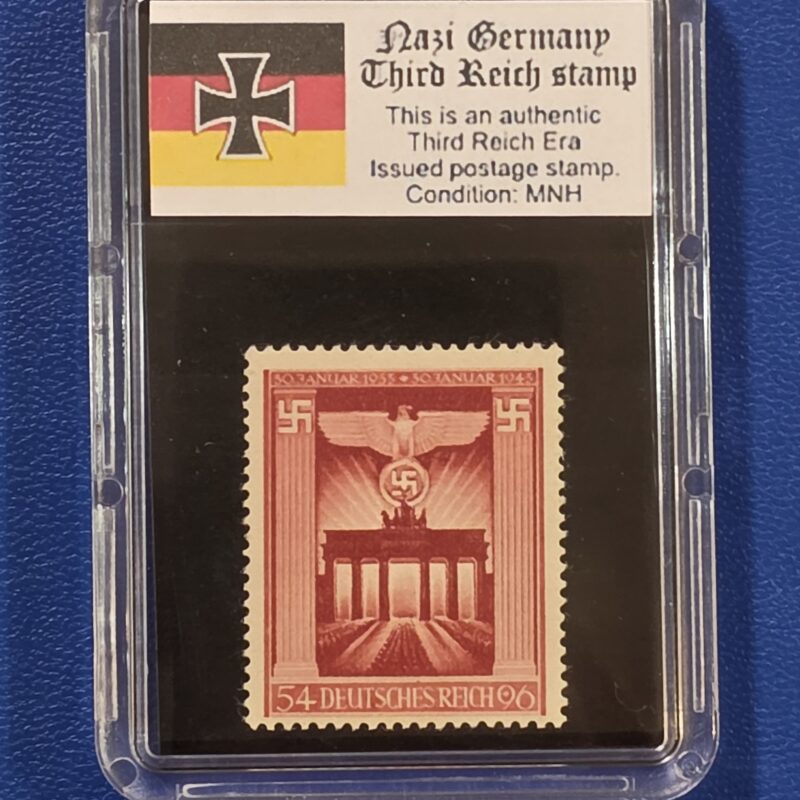 WW2 Nazi German 1943 Brandenburg Gate Berlin Swastika Eagle Stamp MINT w case