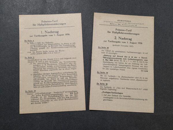 20260922_161028 WW2 German RLB Luftschutz Air Raid Protection Insurance Tariff Booklets 1936-37
