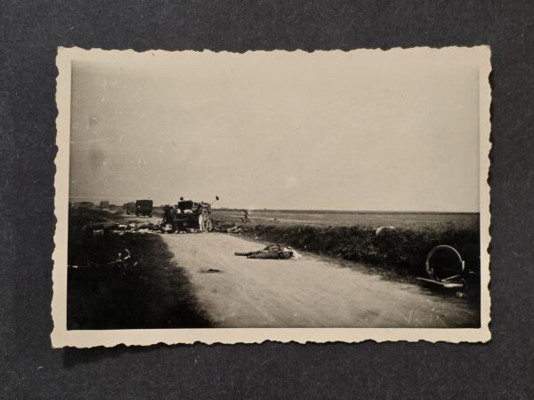 20260923_143130 Graphic KIA Battlefield Photo! WW2 German Soldiers Killed in action Dead Bodies in roadway