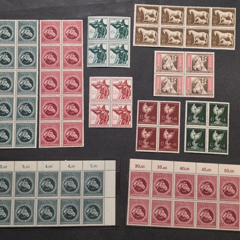 68 Nazi Germany Third Reich 1942-44 MNH Stamp Lot Blocks Horses Vienna Innsbruck