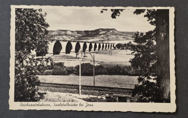 WW2 Nazi German Third Reich Autobahn Saaletalbrücke Jena Bridge Photo Postcard RPPC