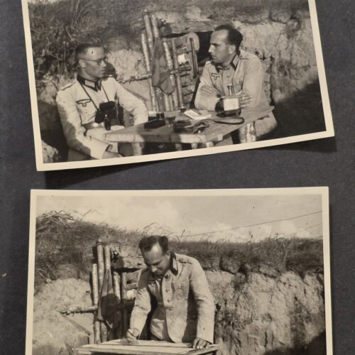 WWII German Wehrmacht Tropical Soldier Photo lot x 2 Field Command Post Bunker