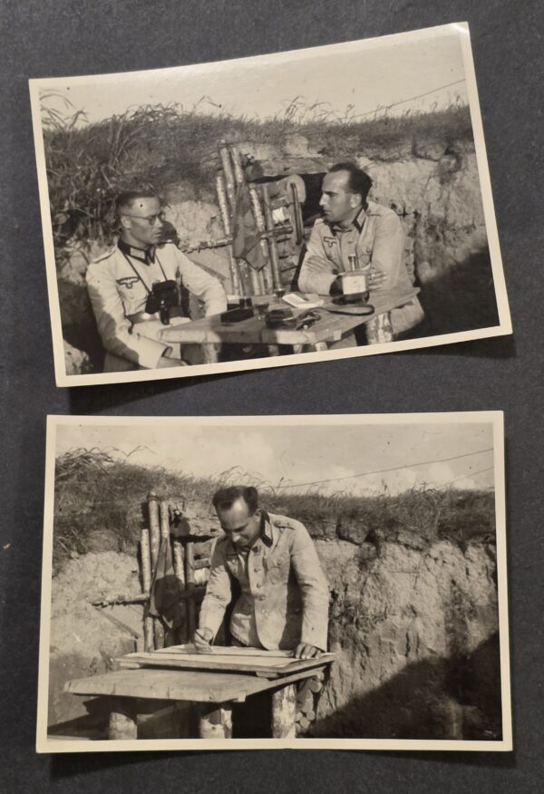 WWII German Wehrmacht Tropical Soldier Photo lot x 2 Field Command Post Bunker