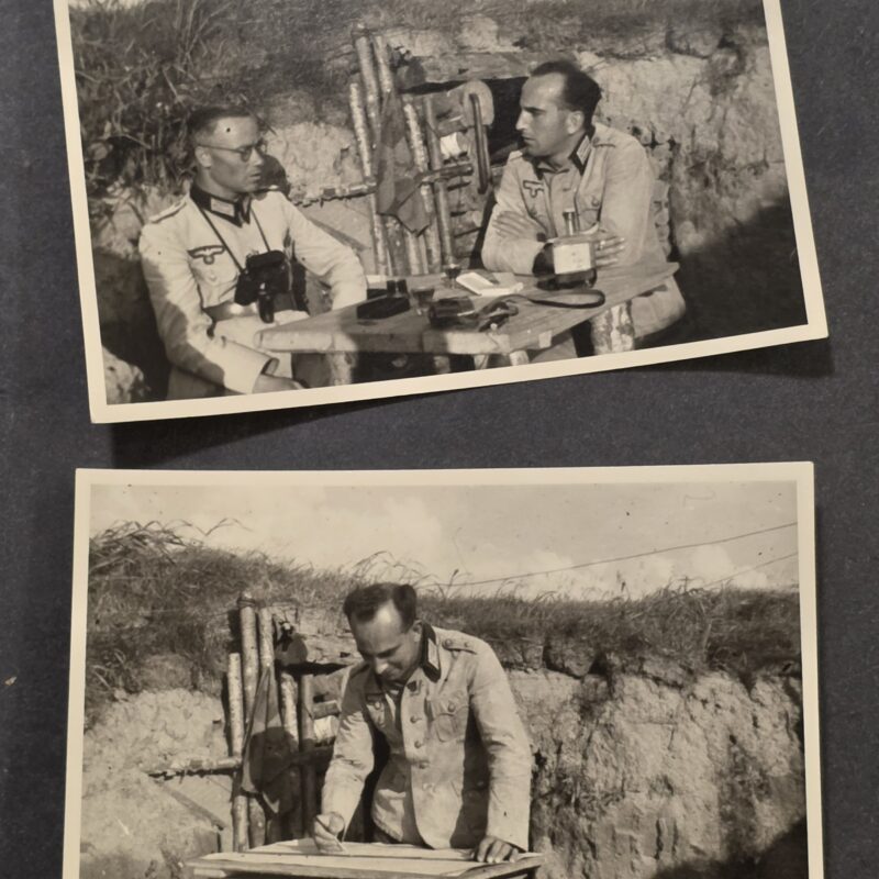 20260924_134832 WWII German Wehrmacht Tropical Soldier Photo lot x 2 Field Command Post Bunker