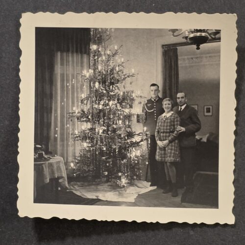 Christmas 1937 WWII German Wehrmacht Photo Soldier w Family & X-Mas Tree