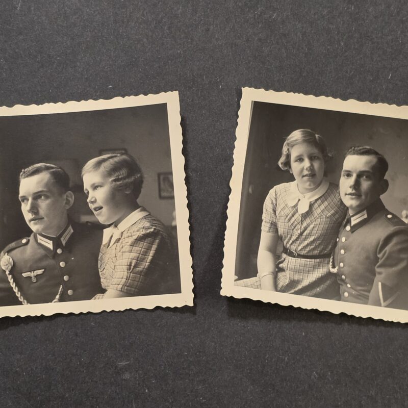 20260924_135009 Handsome Young Soldier Father w Child WWII German Wehrmacht Military Photo lot x 2 1938