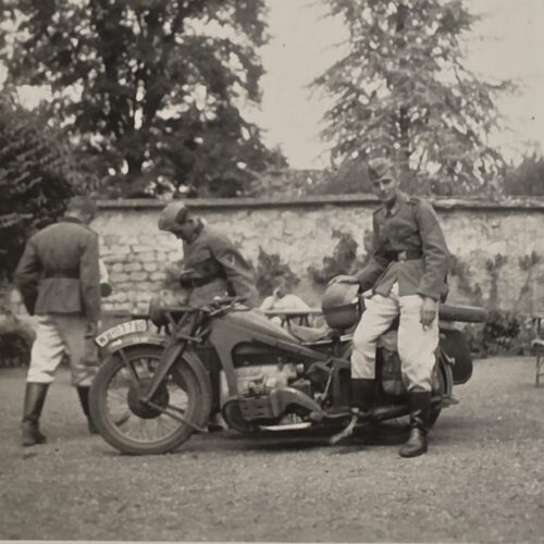 20260924_135153 WWII German Wehrmacht Soldiers Military Motorcycle Photo BMW R12 Sidecar