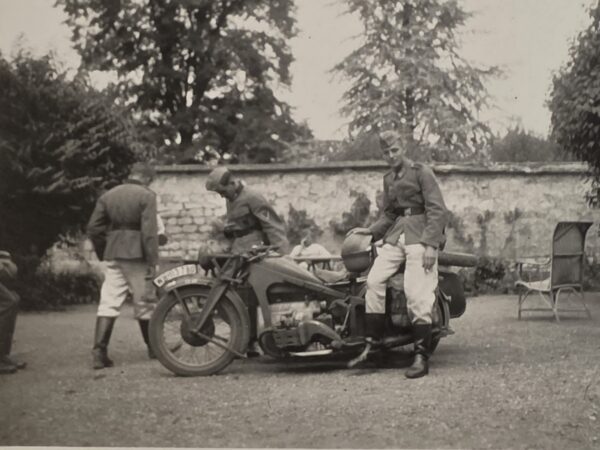20260924_135153 WWII German Wehrmacht Soldiers Military Motorcycle Photo BMW R12 Sidecar