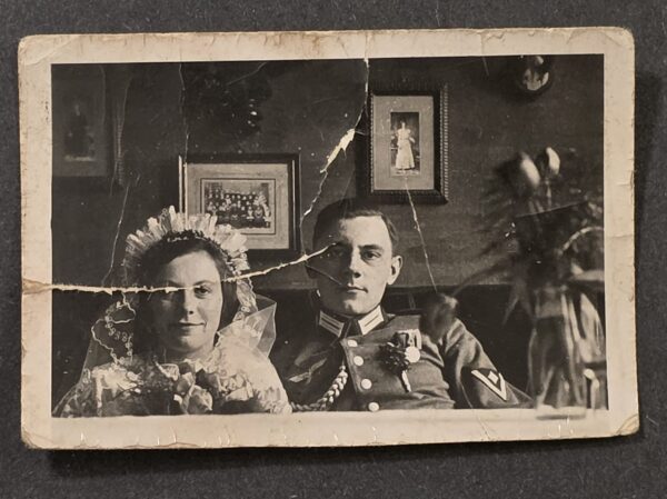 20260924_135222 WWII German Decorated Wehrmacht Military Uniform Wedding Photo Bride and Groom