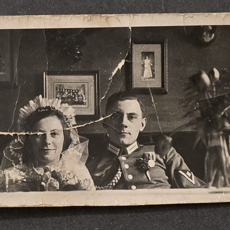 WWII German Decorated Wehrmacht Military Uniform Wedding Photo Bride and Groom