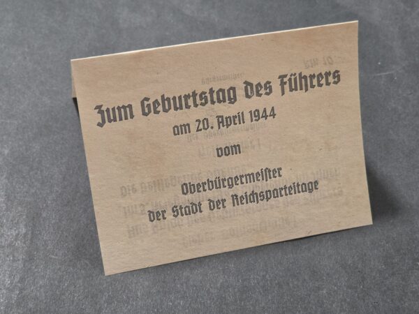 WW2 Nazi German Third Reich Adolf Hitler Birthday Party Invitation April 20 1944