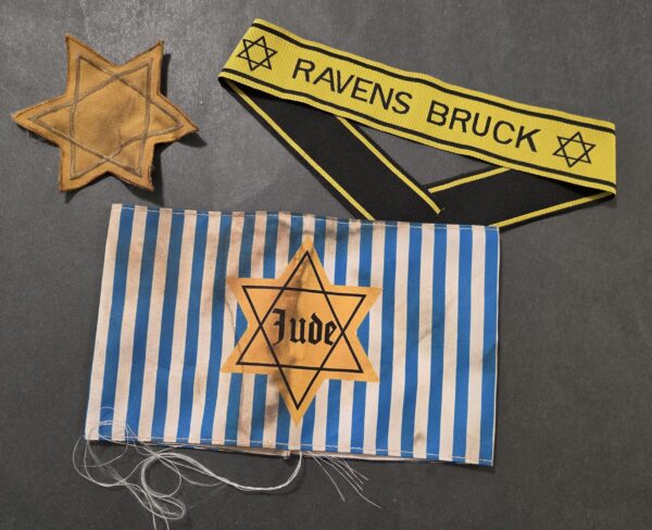 WW2 Nazi German Jewish Holocaust Ghetto Camp lot JUDE Armband Star of David + Cuff Title