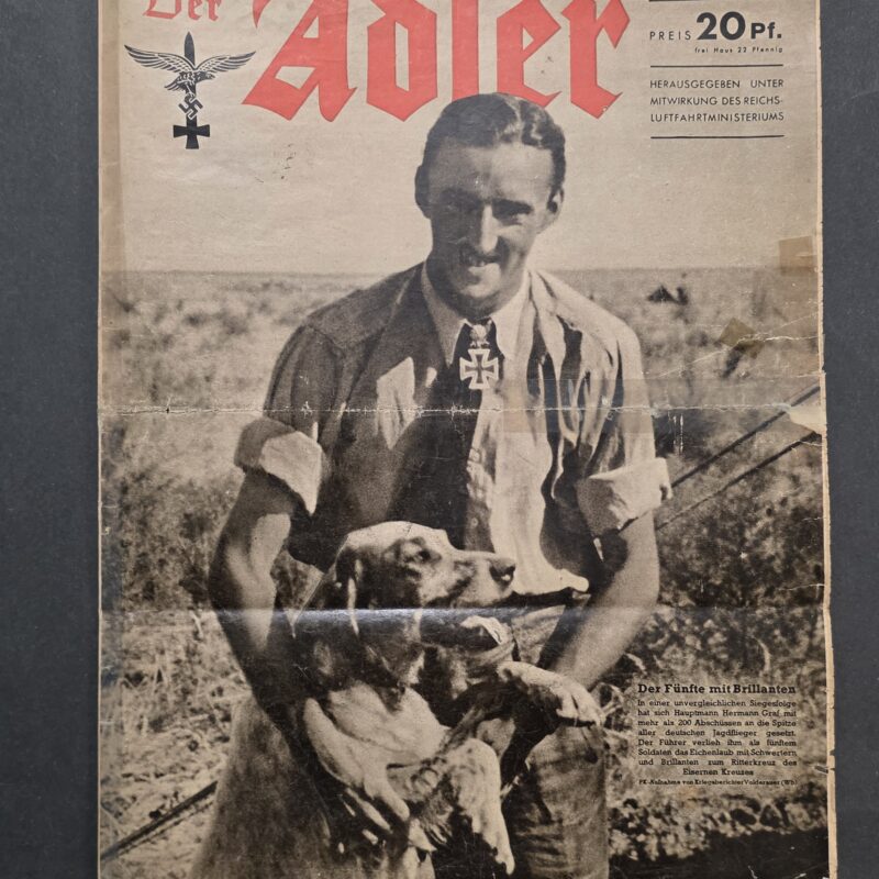 WW2 Nazi German 1942 Der Adler Luftwaffe Newspaper Magazine No. 21 – Hermann Graf Knight’s Cross