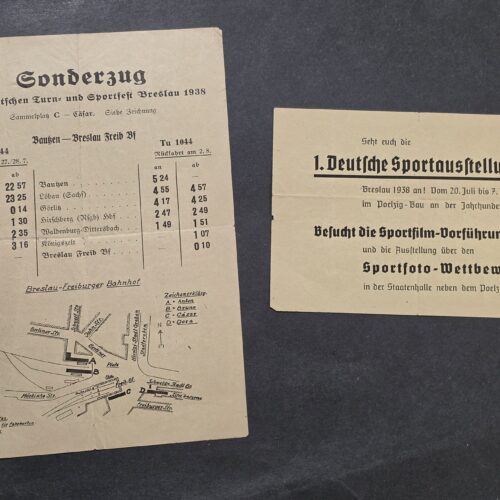 20260927_164536 1938 Nazi German Third Reich Reichsbahn Special Train Papers Documents Breslau Sports Festival & Exhibition
