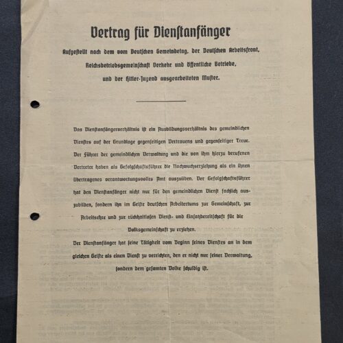 HJ Hitler Youth 1942 WW2 Nazi German Third Reich Contract Document Hitler Jugend DAF
