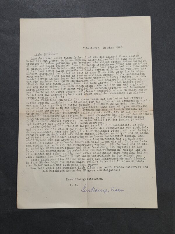 20260927_165440 Dear Soldier! 1940 German Soldiers Parish Easter Wartime Letter Ibbenbüren Catholic WWII