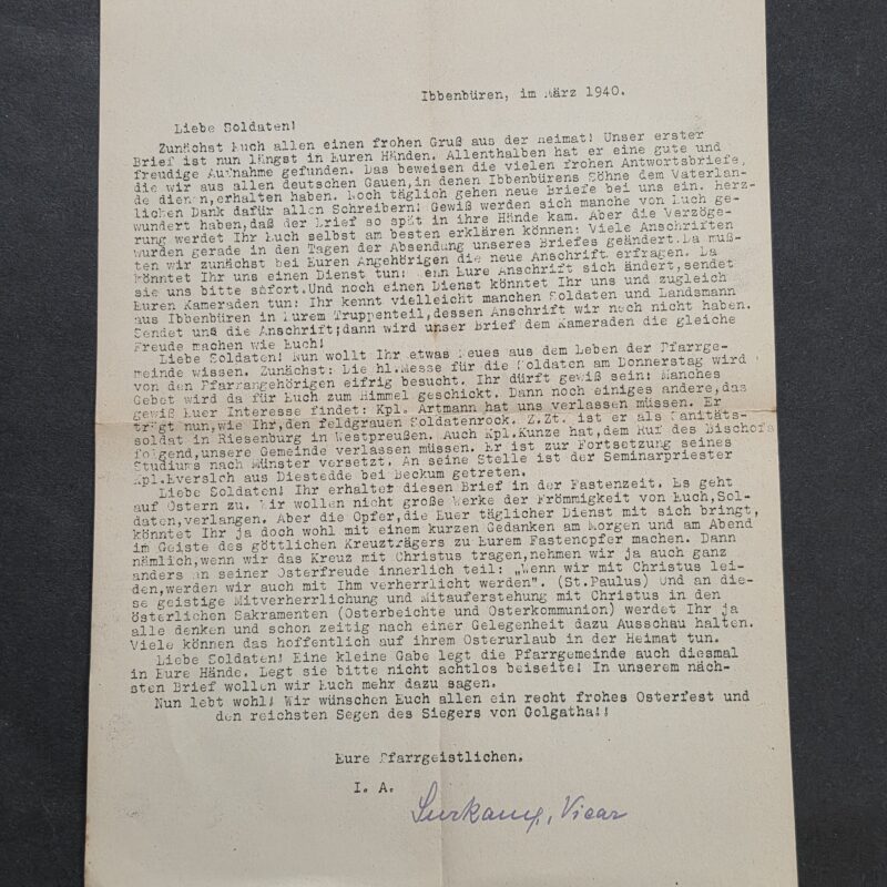 20260927_165440 Dear Soldier! 1940 German Soldiers Parish Easter Wartime Letter Ibbenbüren Catholic WWII
