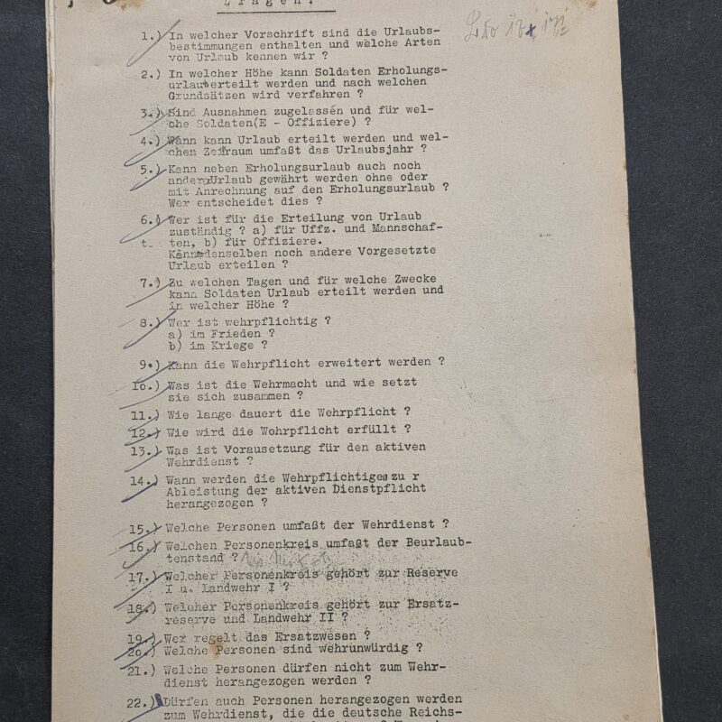WW2 German 1940 Luftwaffe Hauptfeldwebel Course Giessen Training Notes Documents