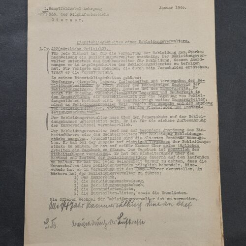 20260927_171239 WW2 German 1940 Luftwaffe Hauptfeldwebel Lehrgang Gießen Discipline Regulations Documents