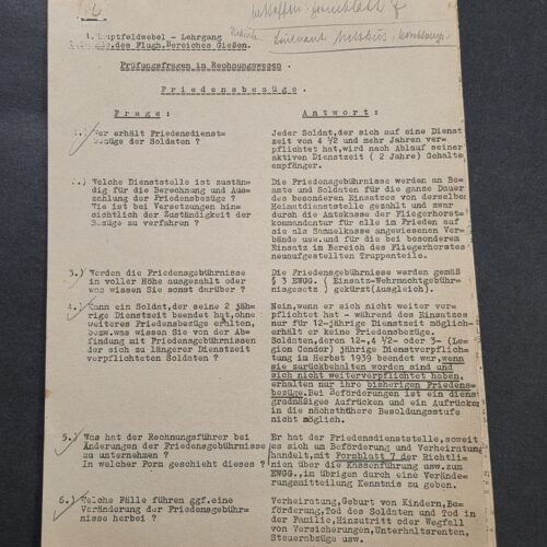 20260927_171548 WWII German Luftwaffe Hauptfeldwebel Accounting Course Fliegerhorst Document