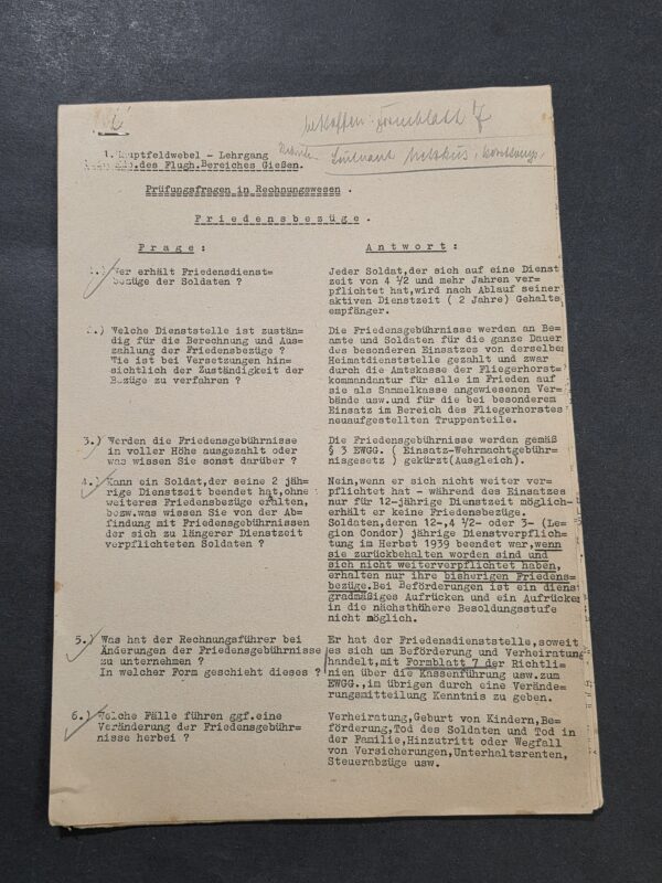 20260927_171548 WWII German Luftwaffe Hauptfeldwebel Accounting Course Fliegerhorst Document