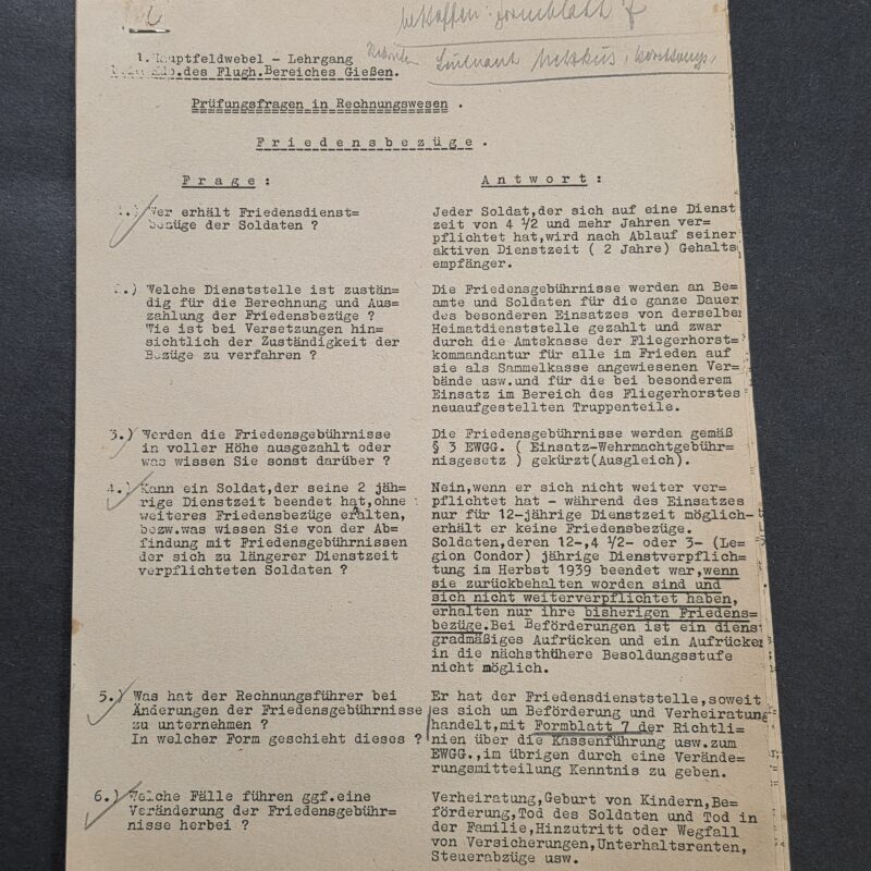 20260927_171548 WWII German Luftwaffe Hauptfeldwebel Accounting Course Fliegerhorst Document