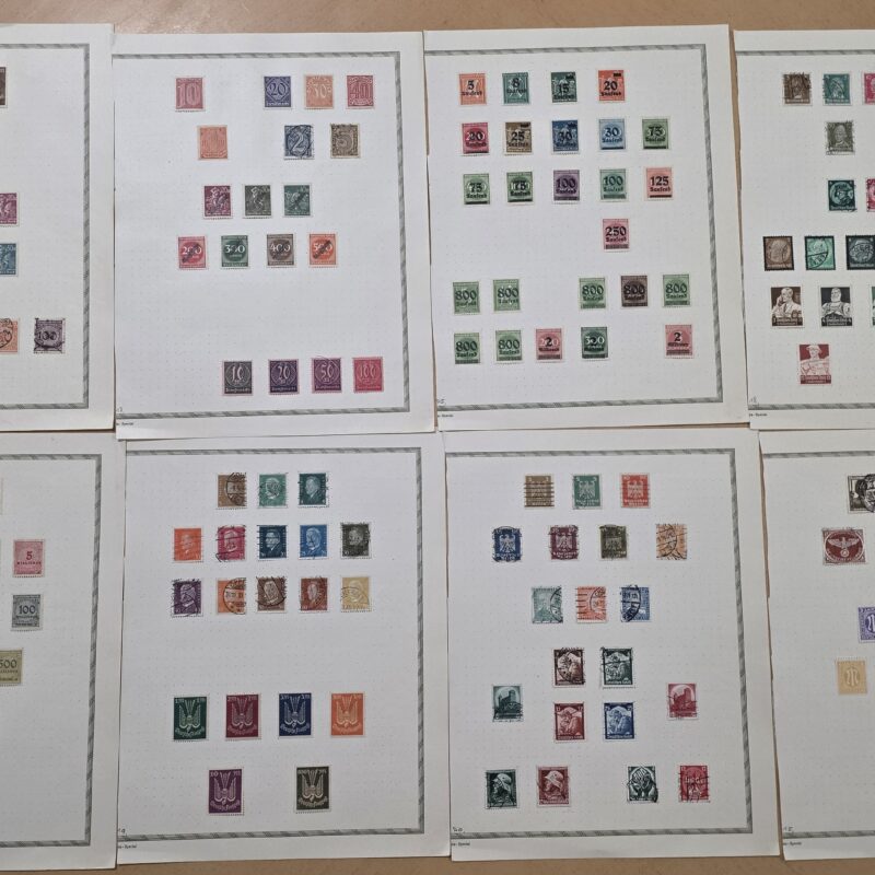 154 Imperial German & Third Reich Nazi  WWI WWII Era Stamp Collection 8 Album Pages Air Mail Official