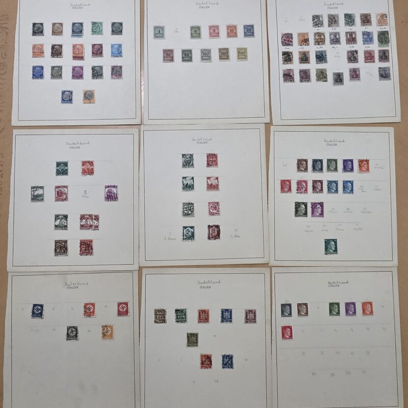 Imperial WW1 German WW2 Third Reich Nazi Era Stamp Collection on 9 album pages 100 + pcs