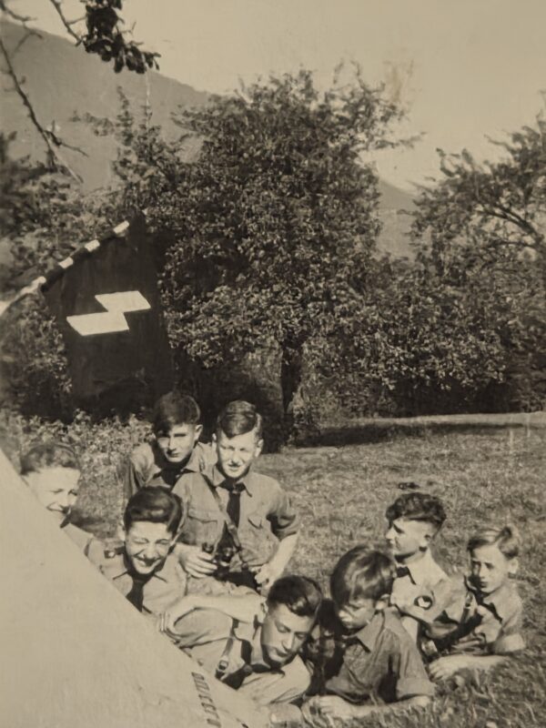 20260929_121309 1942 HJ DJ Hitler Youth Jugend Boys w Sig Rune Flag WW2 WWII German Photo