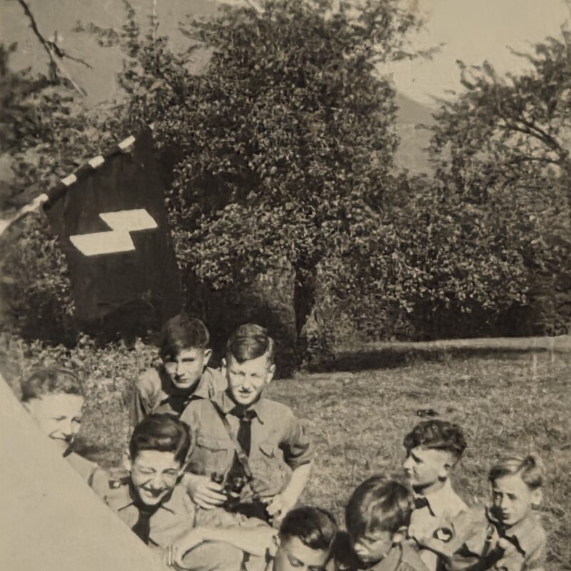 1942 HJ DJ Hitler Youth Jugend Boys w Sig Rune Flag WW2 WWII German Photo