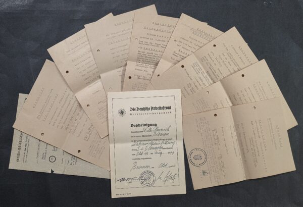 20260929_161538 WWII Nazi German Third Reich DAF Deutsche Arbeitsfront Document Group – Wilhelm Haverich Bremen – 1938–1944