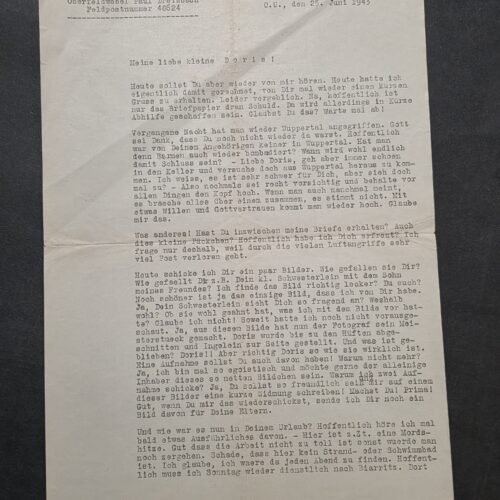 WWII German Soldiers Military Feldpost Letter 1943 Wuppertal Bombing Air Raid