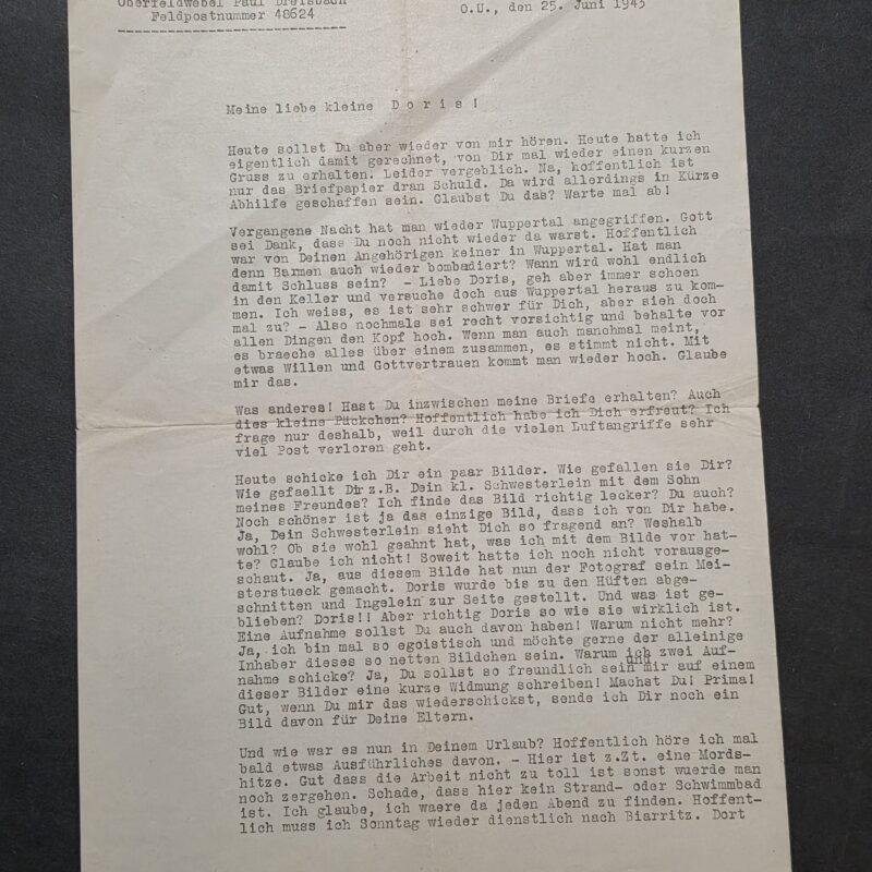 20260930_125054 WWII German Soldiers Military Feldpost Letter 1943 Wuppertal Bombing Air Raid