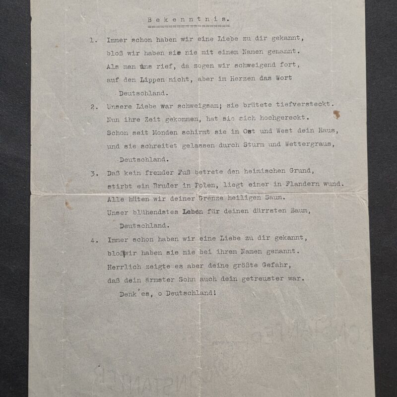 20260930_125156 WWII German Karl Bröger Patriotic Poem Bekenntnis Deutschland Wartime Document